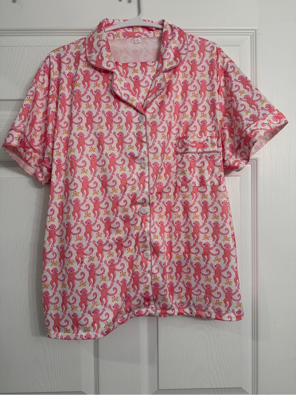 Pink Monkey Print Short Sleeve silk like PJ set